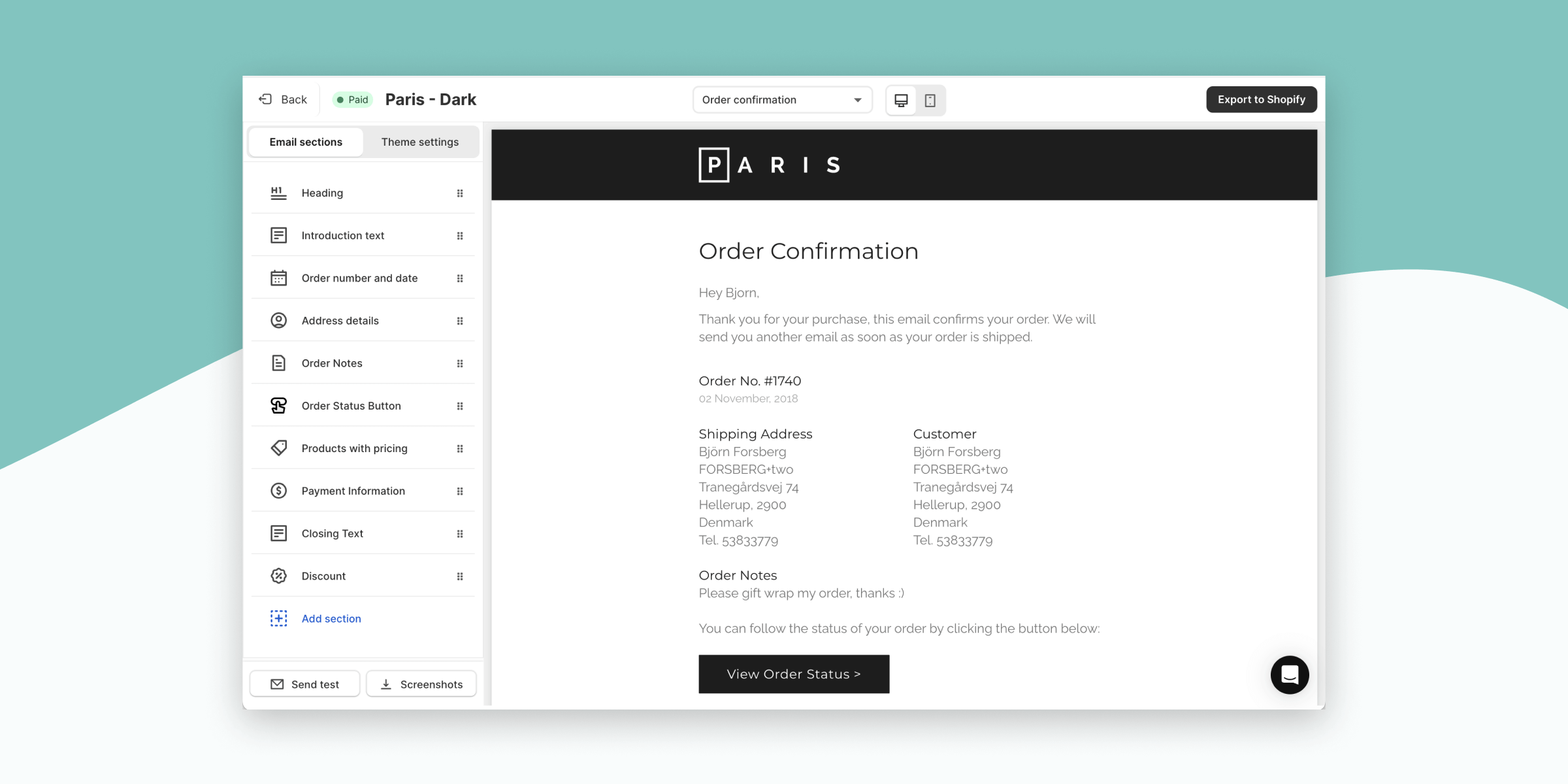 Redesigned OrderlyEmails email editor interface