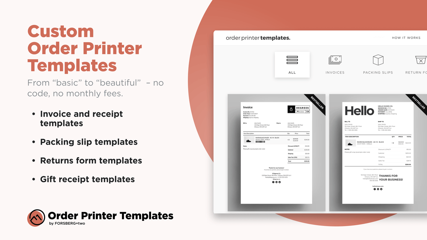 Order Printer Templates