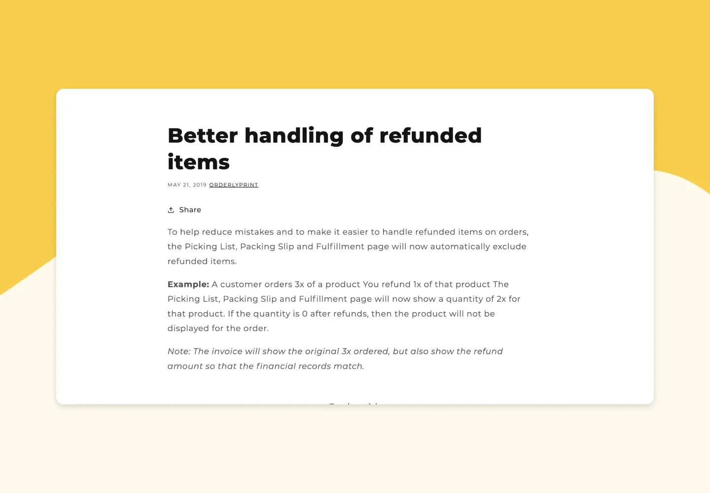 Better handling of refunded items FORSBERG+two