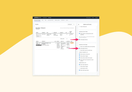 Hide digital products from pick and pack documents FORSBERG+two