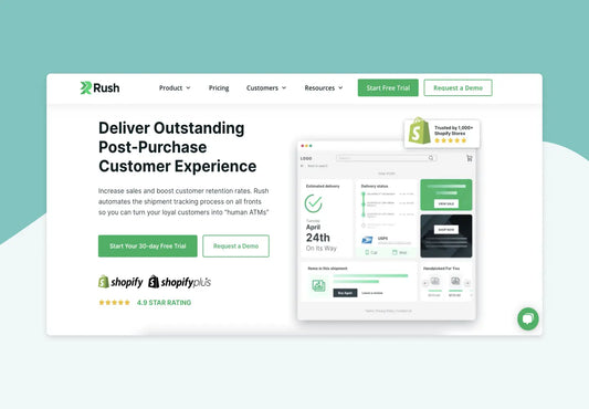 Rush integration for Shopify order tracking with OrderlyEmails FORSBERG+two