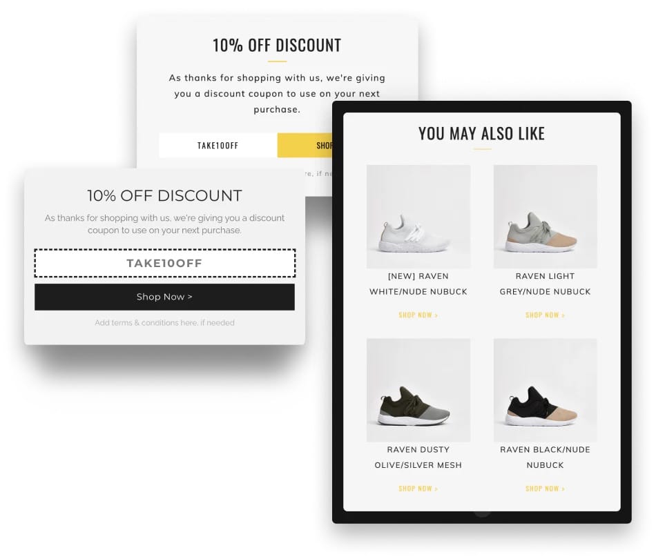 OrderlyEmails showcasing the upsell possibilities and discounts